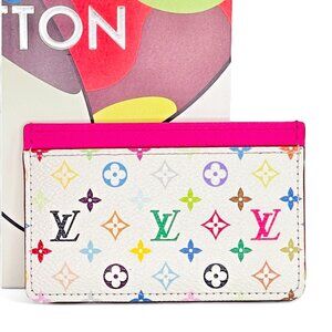 NEW LOUIS VUITTON LV X TM Monogram Multicolor Card Holder Wallet Pink FULL SET